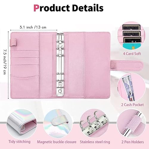 35Pcs A6 PU Leather Budget Binder Notebook Cash Envelopes System Set, with Pockets for Money Saving Bill Organizer(Black)