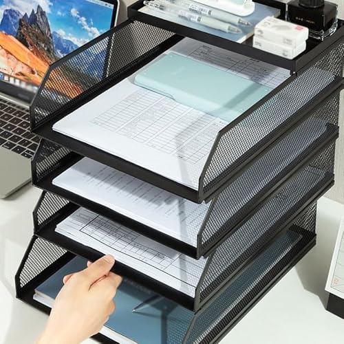 Stackable Metal Mesh Paper Storage Letter Tray A4 Magazine File Holder Document Sorter Convenient
