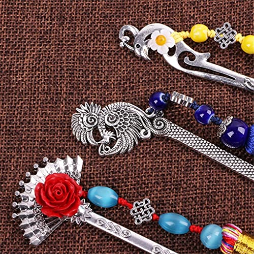 OISNGWNG Chinese Vintage Classic Metal Bookmark Tassel Beads School Office Supplies