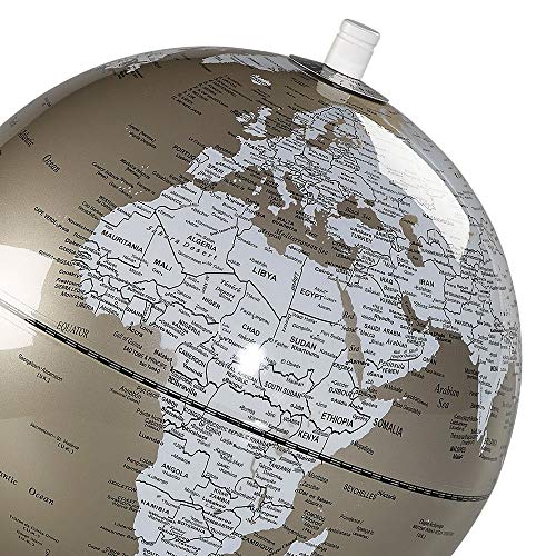 Wild Wood Geographic World 8" Desk Globe with Stand, Metallic Pewter (AWWL097)