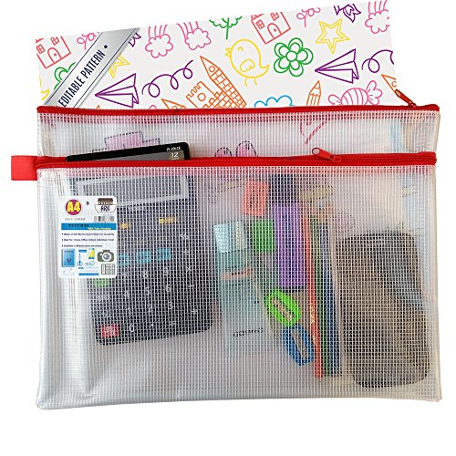 ARK A4+ Twin Pocket Tuff Bag School Waterproof Storage Strong Pencil Pen Case Zip Wallet (360x 260mm) Single