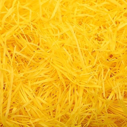 ETAZMDITE Shredded Paper for Gift Boxes, Glitter Shredded Tissue Paper Crinkle Cut Gift Filler Lightweight Multicolor 160-500g(Yellow,160g)