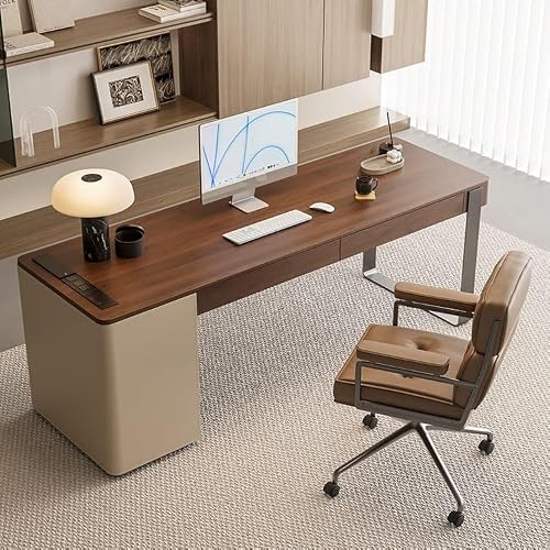 XUNTING Pc Desk Solid Wood Desk Minimalist Home Study Desk Office Desk Bedroom Walnut Desk Computer Desk Office Desk Game Table Study Table(180 * 70 * 75cm)