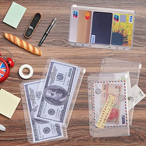 ONMYJFD A6 PU Leather Binder Budget Cover with 10Pcs Binder Pockets/2Pcs Binder Cards/2 Label Stickers for Cash Envelopes, Card Storage(C)