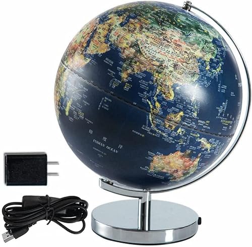 HRTC World Globe Newest World Globe Led Lighted Globe Desktop Education Globe Earth Geography Globe 12 Inch Office Decoration Globe Clear Text Marking