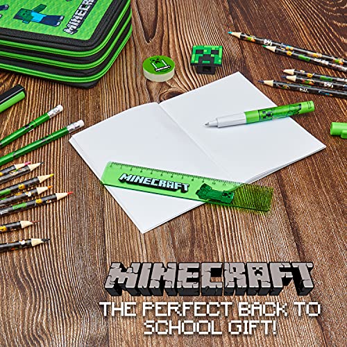 Minecraft Kids Pencil Case Stationery Pens Colored Pencils Notebook School Supplies Gamer Gifts for Boys (Green Mob)
