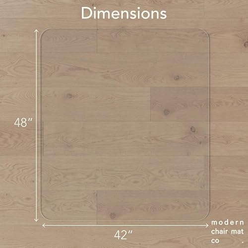 Modern Chair Mat Co. Office Desk Glass Chair Mat - Ultra-Clear Tempered Glass - Easy Glide - Protects Carpet and Hardwood Floors - 42" x 48"