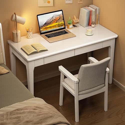 XIXSERTHIA Computer Desk Solid Wood Desk Student Home Bedroom Computer Desk Office Desk Study Desk Small Apartment Study Table Simple Writing Desk Office Desks(A,140 * 60 * 75cm)