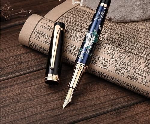 NIUBB Pen Adult Business Office Men's and Women's Maki-e Students with Practice Calligraphy Writing Art Gift Box Antique high-end Gift Pen Chinese Style Gift (Color : A, Size : 0.5mmEF)