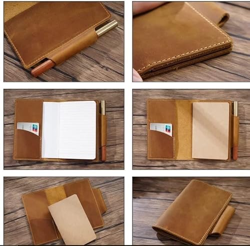 YHdtUO Leather Book Handmade Portable Journal Retro Cowhide Leather Travel Journal Outdoor Writing Book Office Festival Men,A