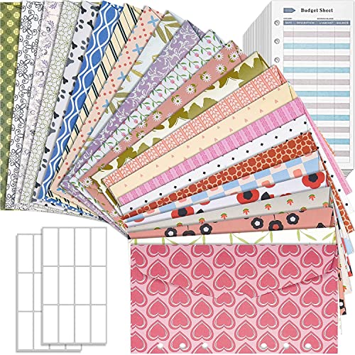 ONMYJFD Cash Envelopes for Budgeting,24 Assorted Colors A6 Budget Binder Envelopes and Expense Tracker Budget Sheets, for Budget Planner