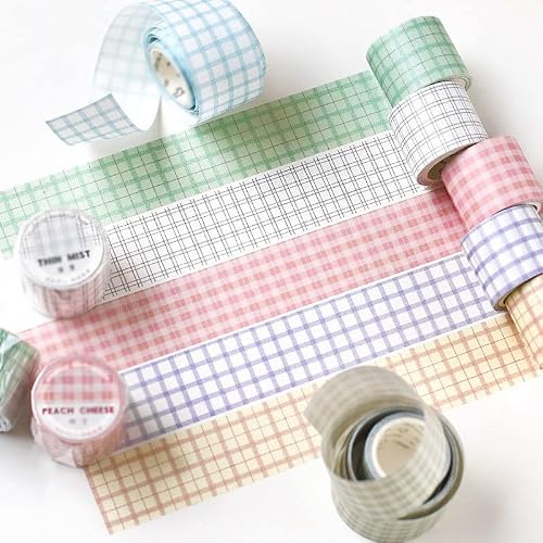 VIAENKFG Color Grid Masking Washi Tape Decorative Decora DIY Scrapbooking Sticker Label