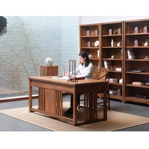XIXSERTHIA Computer Desk Chinese Style Wooden Desk Office Desk Modern Chinese Style Zen Study Office Desk Office Desks