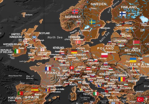 artgeist - Push Pin World Map Cork Board & Canvas Wall Art, Office 53x35 in