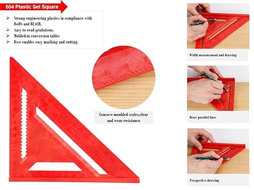StiNGZjdM 12inch Woodworking Multi-function Triangle Ruler Plastic Right Angle 90/45 Degrees For Cutting Marking Drawing Meaturing