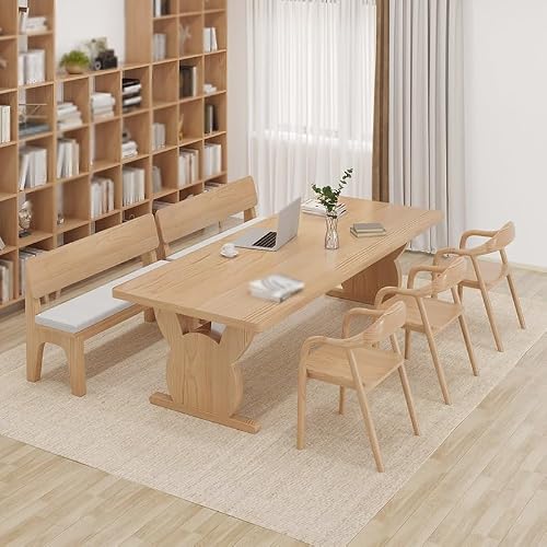 LINKIO Home Office Desks Solid Wood Large Desk Home Living Room Study Writing Large Board Table Work Leisure Table Computer Table Desk(180cm)