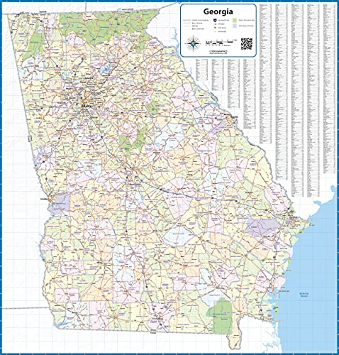 Georgia Laminated Wall Map (36” Wide by 38” high)