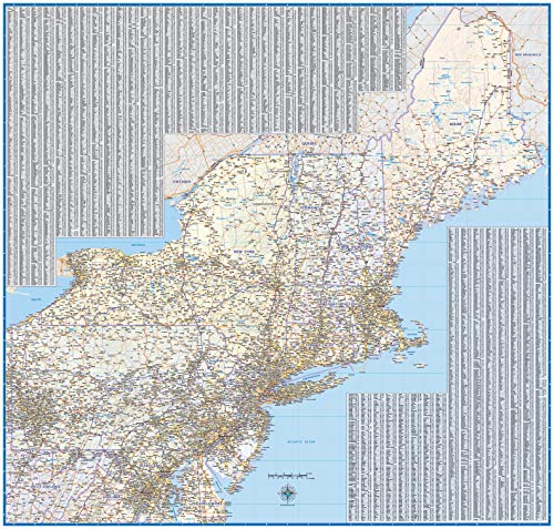 Topographics Northeast US Laminated Wall Map (42" x 40")