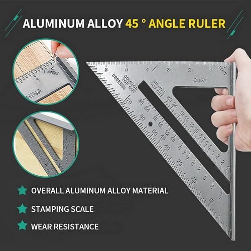 Angle Protractor,7inch Triangle Ruler 90 Degree Square Ruler Woodworking Measurement Tool Carpenter Square Tool