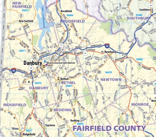 Connecticut Laminated Wall Map (34” wide x 25” high)