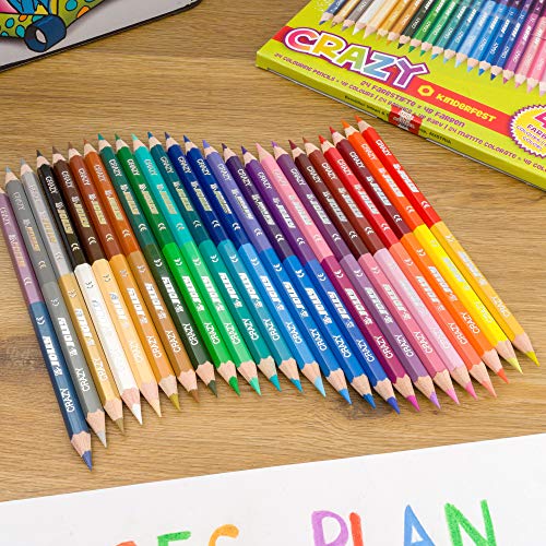 Jolly Supersticks Premium European Colored Pencils Double-Ended Pencils; 48 Colors in 24 Pencils, Perfect for Adult and Kids Coloring (3000-0518)