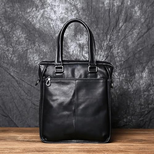 NSUQOA JSEIAJB Men's Leather Business Handbag Cowhide Shoulder Messenger Bag Vertical Office Computer Bag Briefcase