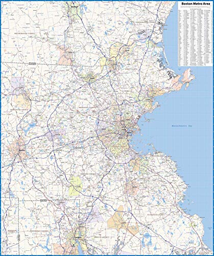 Boston Metro Area Laminated Wall Map