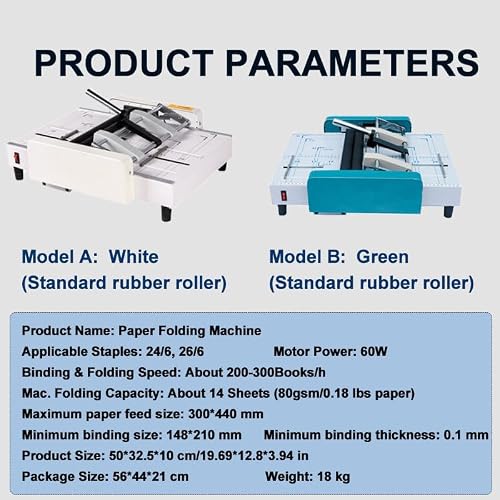 GmhXylophyte Booklet Maker A3 Paper Folder Stapler Machine, Multifunctional Automatic Book Maker Stapling Machine, Built-in Precision Scale On The Deck for Easy Paper Alignment B