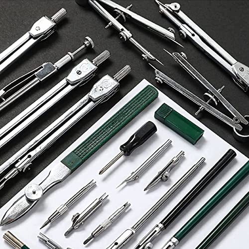 23 Piece Geometry Kit, Construction Engineering Design Professional Drawing Tools, for Drafting, Math and Making Circles with Large Extension Beam for School, Drafting, Architecture