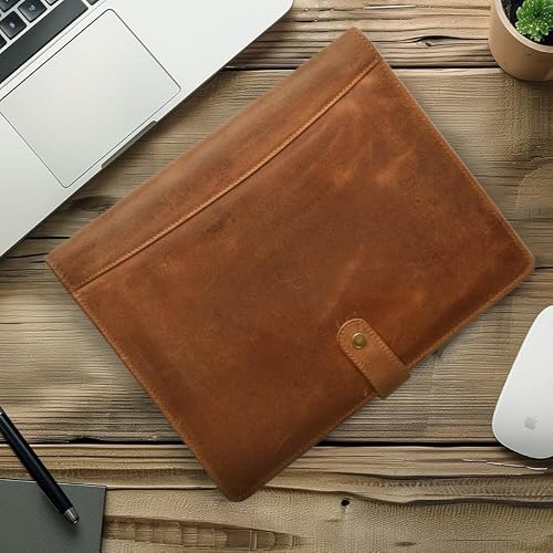 LEATHER VILLAGE Leather Portfolio for Men Women, Business Padfolio Folder