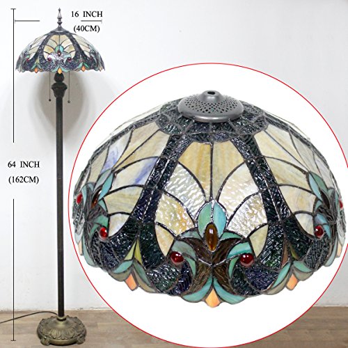 WERFACTORY Tiffany Floor Lamp 64 Inch Stained Glass Standing Reading Light
