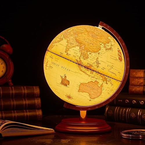 JDXQBLD Practical Globe Rotating Globe with Stand Globes 7.8 Inches Retro World Globe Hd Geographic Globes for Desktop Decoration Unique Gift Educational Tools，Blue Without Light