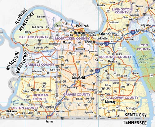 Kentucky Laminated Wall Map (40” wide by 20” high)