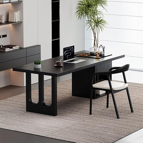 LINKIO Home Office Desks Simple Solid Wood Boss Office Tea Table, Suitable for Small-Sized Tea Table for Negotiation and Work, Home Living Room Study Furniture Computer Table Desk(200x80x75cm)