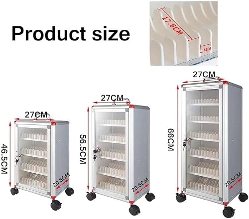 RNQZ Cell Phone Lock Box with Wheels,Aluminum Cell Phone Storage Cabinet Pocket Chart with Handle and Security Lock for Classroom Office, Conference,Gym,48bit