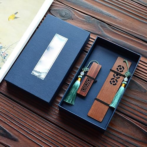 Hollow Mahogany Set Gift Box Classical Beauty with Literary Bookmark Pen