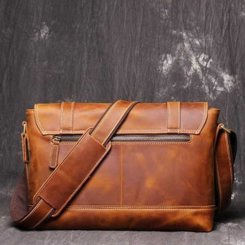 NSUQOA JSEIAJB Men's Bag Crazy Horse Leather Crossbody Shoulder Messenger