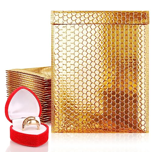 ABC PACK & SUPPLY Metallic Bubble Mailers 8.5 x 11 Inch Gold, Self Seal Closure, 3/16 Inch Cushioning, Padded Shipping Envelopes, Pack of 100