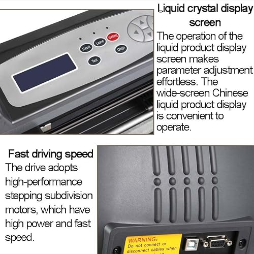 TYQMYSM High-Speed Desktop Cutting Plotter Machine, 375mm Cutter with LCD Display, Dual CPU Control for Sign Making, Decals, Stickers & Heat Transfer Paper