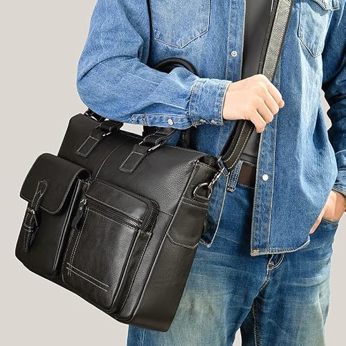 Laptop Bag Men's Large Capacity Single Shoulder Top Layer Cowhide Business Briefcase