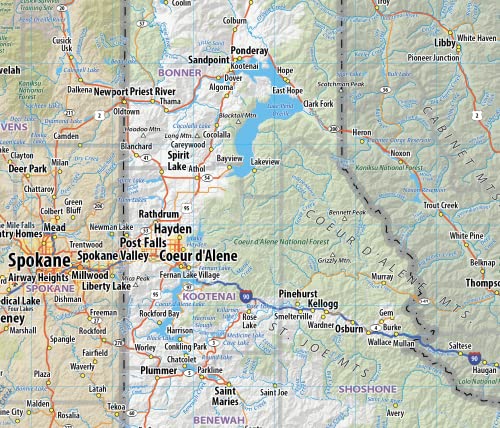 Idaho Laminated Wall Map (40” wide by 60” high)