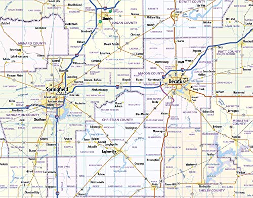 Illinois Laminated Wall Map (36” Wide x 58” high)