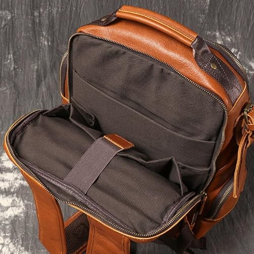 YMGSCC Retro Men's Business Travel Backpack with Handlebar Suitcase Top Layer of Cowhide