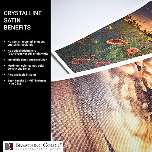 Crystalline Satin Bright White, Poly-Cotton Inkjet Canvas 17in x 22in, 25 Sheets Makes Color and Contrast Art Pop With Its Exquisite Satin Finish