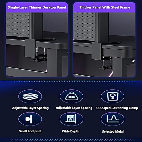 ZBJDX Gaming Desk Accessories with Perforated Board, Clamp on Office Desktop Organizer, Adjustable Display Shelf for Office Supplies (Black),Small