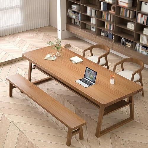 XUNTING Pc Desk Solid Wood Home Workbench Living Room Modern Simple Large Desktop Long Desk Storage Desk Computer Desk Study Table Study Table(180 * 80 * 75cm)