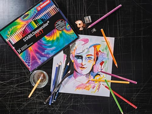 STABILO Aquarellable Coloring Pencil - STABILOaquacolor - Tin of 36 - Assorted Colors
