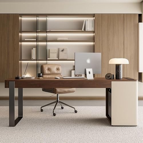XUNTING Pc Desk Solid Wood Desk Minimalist Home Study Desk Office Desk Bedroom Walnut Desk Computer Desk Office Desk Game Table Study Table(140 * 60 * 75cm)