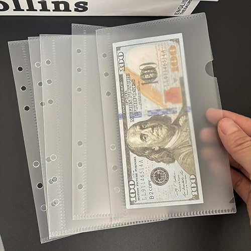 Plastic Dividers, A5 A6 A7 5Pcs PP Frosted 6 Hole Loose Leaf Bag Storage Binder Pocket