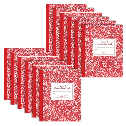 ROARING SPRING Primary Composition Book, Handwriting Notebook for Kids (K - 3rd Grade), Grade 3 Ruled, 3/8" Skip-Line Manuscript Paper, Flexible Cover, 9.75" x 7.5", 50 Sheets/100 Pages, 12 Pack